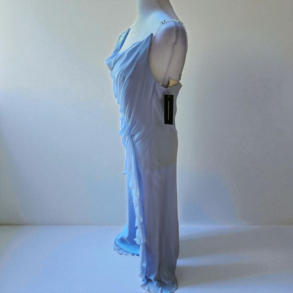 Allen B. By Allen Schwartz Light Blue Formal Maxi Dress Size 10 Petite - Picture 5 of 8